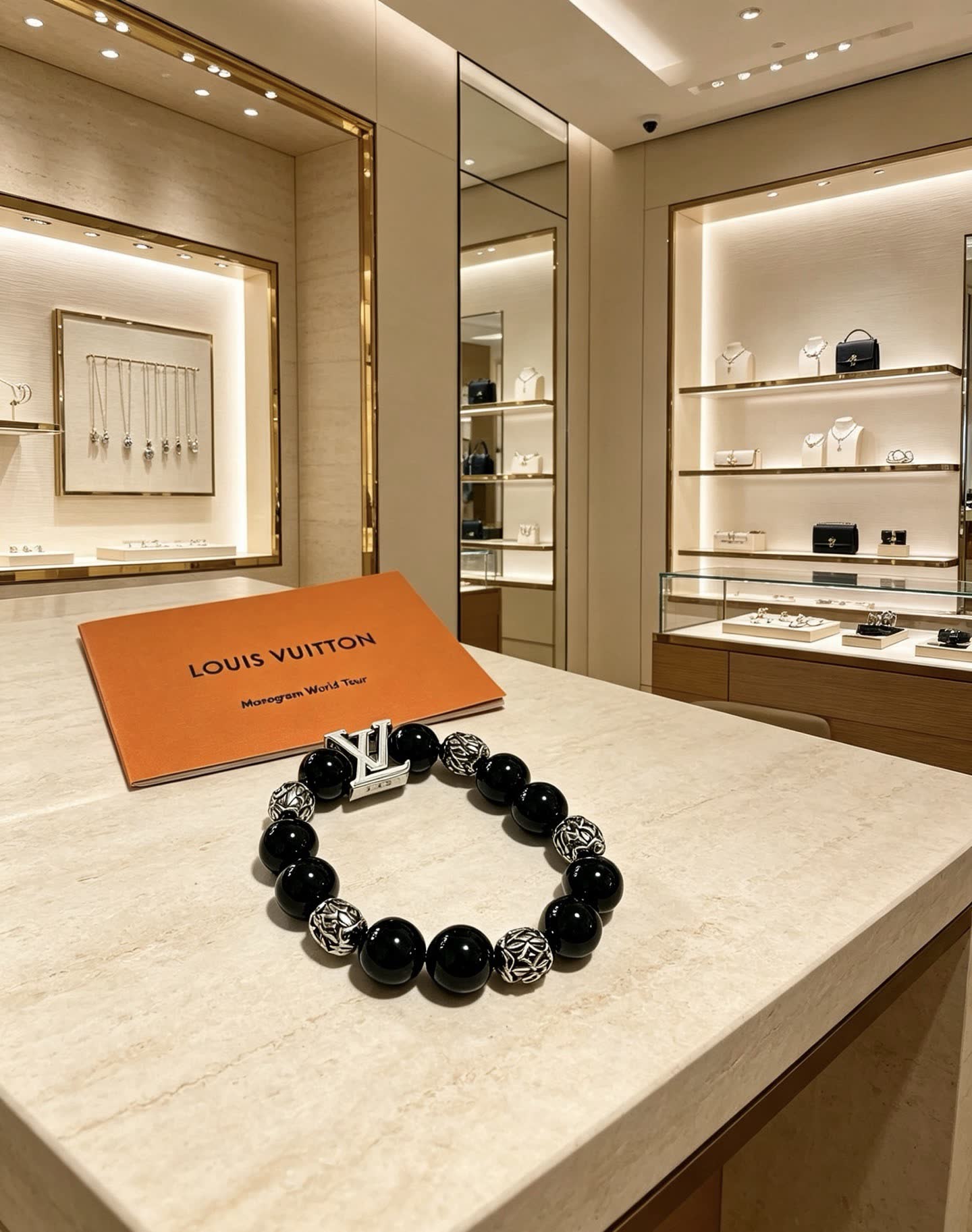 Louis Vuitton Black Beaded Bracelet